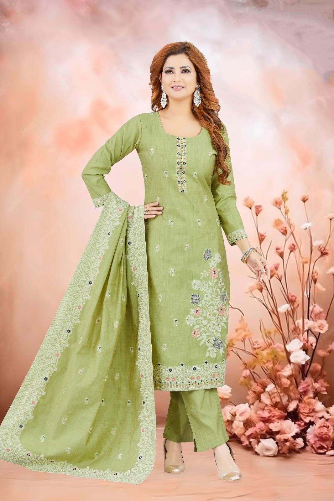 Shree Shanti Selection - Mint Green Straight Cut Suit